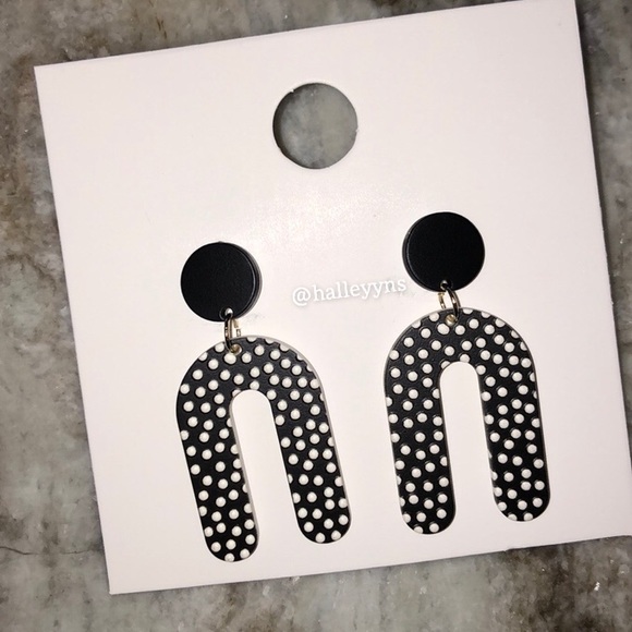 Polka Dot Horseshoe Dangle Earrings - Picture 2 of 6